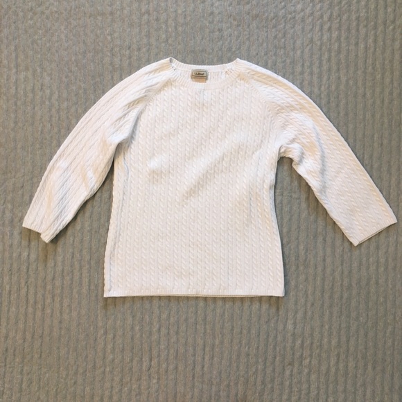 L.L. Bean Sweaters - L. L. Bean White Three-Quarter Sleeve Sweater